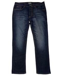 Woolrich Woolen Mills Mens Dark Wash Straight Leg Stretch Denim Jeans 36x32